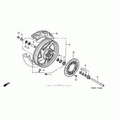 Схема узла: Передние колесо для Honda VF750 Magna