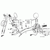 Схема вузла: Ручка керма і Пульт керування рульової і Троси для Honda XRV750 Africa Twin