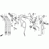 Схема вузла: Ручка керма & Пульт управління рульовой & Троси для Honda CRF250 CRF250R