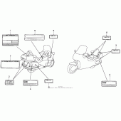 Схема узла: Предостерегающие наклейки (1) для Honda GL1500 Gold Wing Aspencade