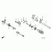 Схема вузла: Копірний вал і Вилки і Вал перемикання для Honda VT1100 Shadow Aero
