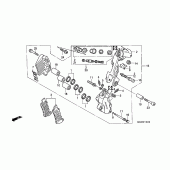 Схема вузла: L. передній гальмівний супорт для Honda VFR800 VFR