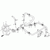 Схема узла: Труба водная для Honda VT1100 Shadow