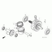 Схема узла: Коленчатый вал и Поршень для Honda XR250