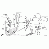 Схема вузла: Ручка керма & Пульт управління рульовой & Троси для Honda VT750 Shadow Phantom