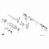 Схема вузла: Копірний вал & Вилки & Вал перемикання для Honda XR125