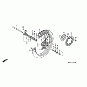 Схема узла: Передние колесо для Honda FX650 Vigor