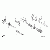 Схема вузла: Копірний вал і Вилки і Вал перемикання для Honda VT1100 Shadow Sabre