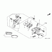 Схема вузла: Задній гальмівний супорт (VTX1800C15 / 6/7/8) для Honda VTX1800
