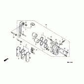 Схема вузла: Передній гальмівний супорт (1) для Honda NX500 Dominator