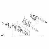 Схема вузла: Копірний вал і Вилки і Вал перемикання для Honda VT750 Shadow Deluxe