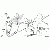 Схема узла: Пульт управления рулевой & Тросик для Honda VT750 Shadow Aero