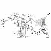 Схема вузла: Задній гальмівний циліндр (1) для Honda CBR1000 CBR1000RR Fireblade