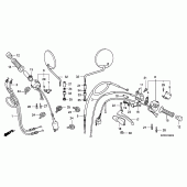 Схема вузла: Ручка керма і Пульт керування рульової і Троси для Honda NX250