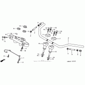 Схема вузла: Верхня траверса і Кліпон керма для Honda VT750 Shadow Deluxe