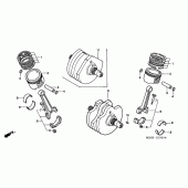 Схема вузла: Колінчастий вал і Поршень для Honda VT1100 Shadow Aero