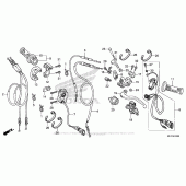 Схема вузла: Ручка керма & Пульт управління рульовой & Троси для Honda CRF450 CRF450X
