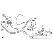 Схема узла: Ручка руля и Пульт управления рулевой и Тросики (2) для Honda CBR600 CBR600FR Racing Edition