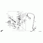 Схема вузла: Гальмівний циліндр переднього тормозаr (1) для Honda CRF250 CRF250RL Rally