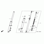 Схема вузла: Вилка передньої осі для Honda VT125 Shadow