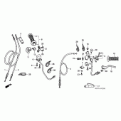 Схема вузла: Ручка керма & Пульт управління рульовой & Троси для Honda CRF230 CRF230F