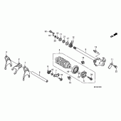 Схема вузла: Копірний вал & Вилки & Вал перемикання для Honda CBR600