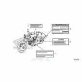 Схема вузла: Caution label (1) для Honda VT1300 Stateline