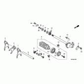 Схема вузла: Копірний вал & Вилки & Вал перемикання для Honda CBF600