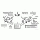 Схема вузла: Інформаційні наклейки (1) для Honda CBR1000 CBR1000RR (ABS) Fireblade