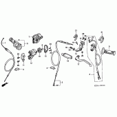 Схема вузла: Ручка керма і Пульт керування рульової і Троси (CR250R2,3) для Honda CR250
