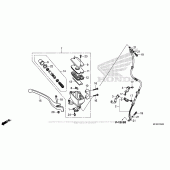 Схема вузла: Гальмівний циліндр переднього тормозаr (1) для Honda VT1300 Interstate