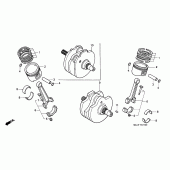 Схема вузла: Колінчастий вал і Поршень для Honda VT1100 Shadow