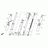 Схема вузла: Вилка передньої осі для Honda VT1100 Shadow Aero