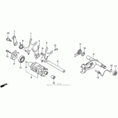 Схема вузла: Копірний вал і Вилки і Вал перемикання для Honda XR600