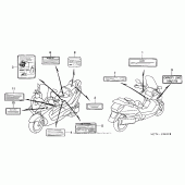 Схема вузла: Caution labels (fsc600 02, a / d 03- 04) для Honda FSC600 Silver Wing