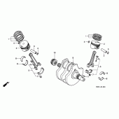 Схема вузла: Колінчастий вал і Поршень для Honda VT600 Shadow VLX