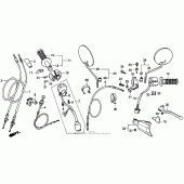 Схема вузла: Пульт управління рульовой і Троси для Honda XR250