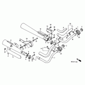 Схема вузла: Вихлопна система (E / ED / F / H / KO / U / 2ED) для Honda VT750 Black Widow