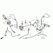 Схема вузла: Ручка керма & Пульт управління рульовой & Троси (CBR125R / RS / RW5 / RW6 / RW8) для Honda CBR125