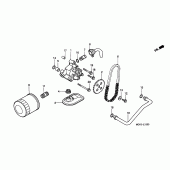 Схема вузла: Масляний фільтр / маслонасос для Honda VT1100 Shadow Sabre