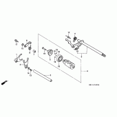 Схема вузла: Копірний вал і Вилки і Вал перемикання для Honda VT600 Shadow VLX