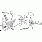 Схема вузла: Ручка керма & Пульт управління рульовой & Троси & Дзеркало для Honda VT750 Shadow RS