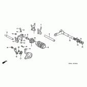 Схема вузла: Копірний вал і Вилки і Вал перемикання для Honda CR250