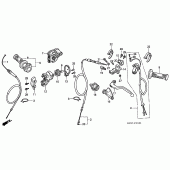 Схема вузла: Ручка керма & Пульт управління рульовой & Троси (CR250R4-7) для Honda CR250