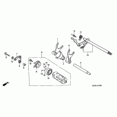 Схема узла: Копирный вал и Вилки и Вал переключения для Honda VT750 Black Widow