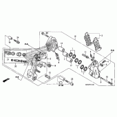 Схема вузла: Left передній гальмівний супорт (1) для Honda ST1300 Pan-European Police