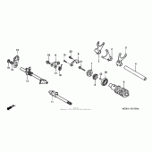 Схема вузла: Копірний вал і Вилки і Вал перемикання для Honda VT1100 Shadow Sabre