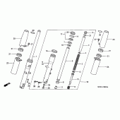 Схема вузла: Вилка передньої осі для Honda VT1100 Shadow Sabre