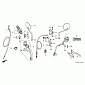 Схема вузла: Ручка керма & Пульт управління рульовой & Троси для Honda XR125