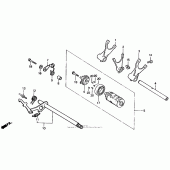 Схема узла: Копирный вал и Вилки и Вал переключения для Honda XL600 Transalp